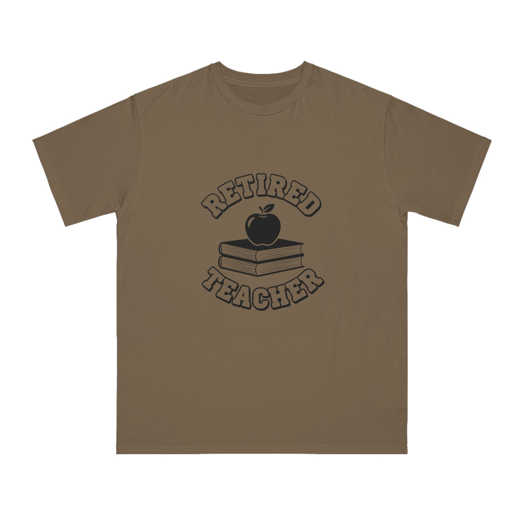 Organic "Retired Teacher" T-Shirt — Vintage Apple & Books Retirement Gift Tee