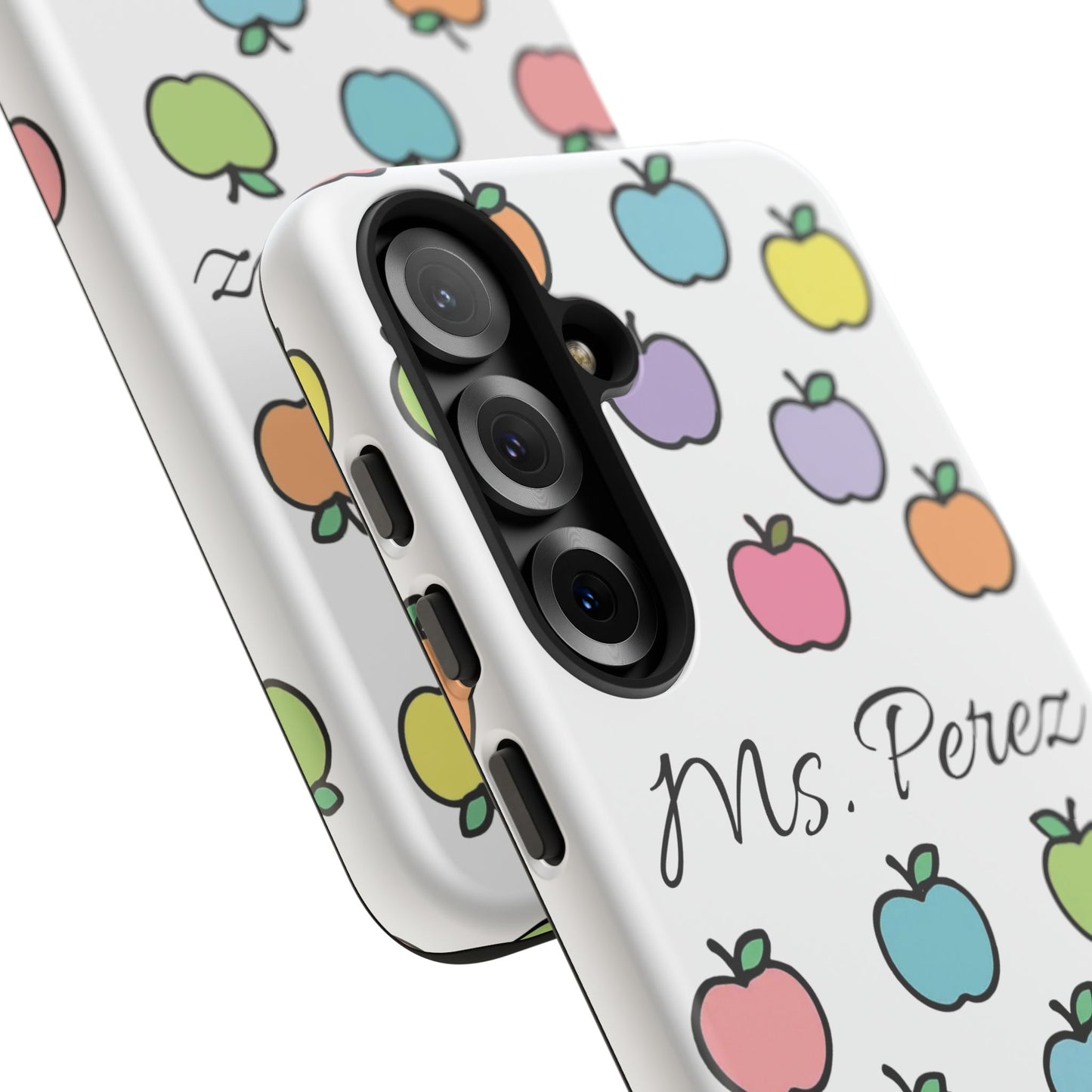 Personalized Teacher Apple Phone Case | Custom Name Teacher iPhone Case | Cute Apple Pattern Phone Case | Teacher Gift
