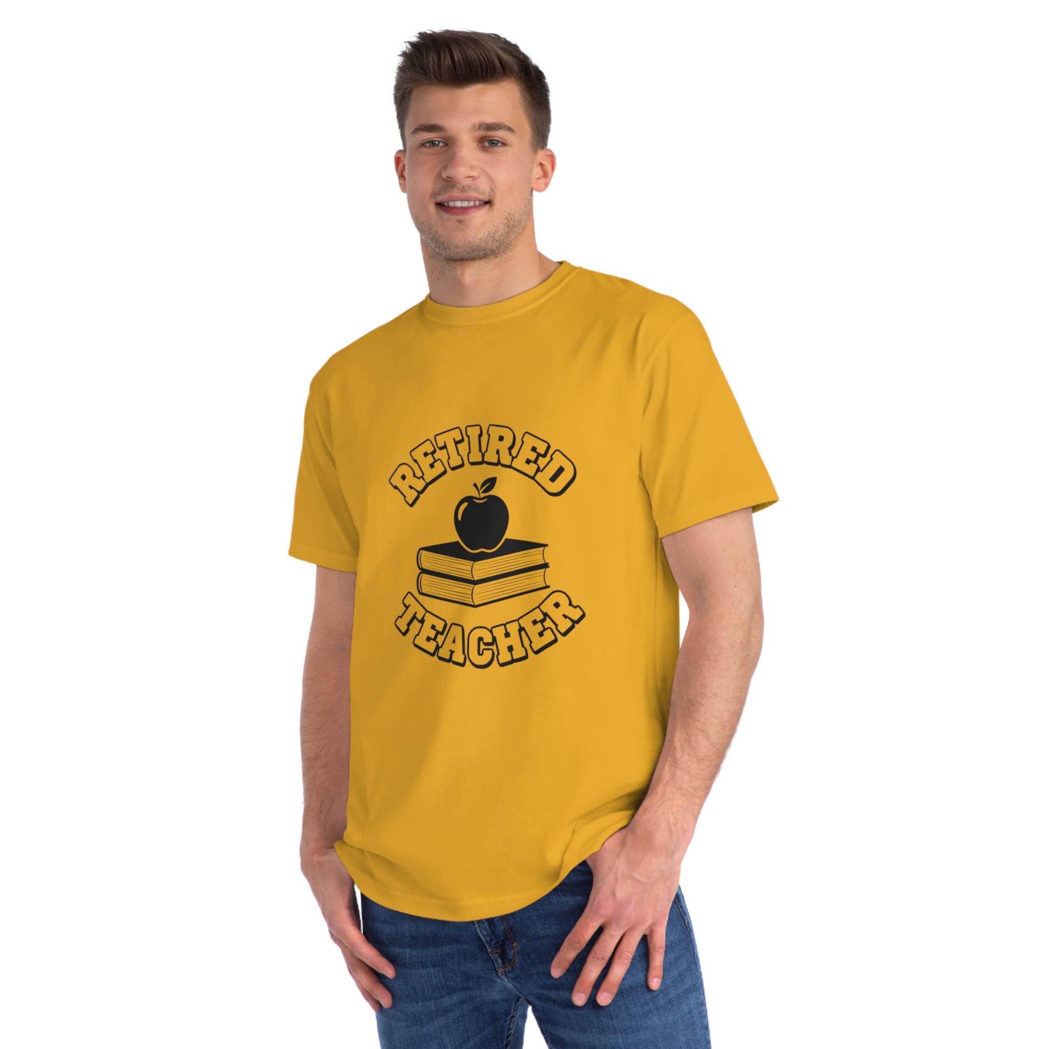Organic "Retired Teacher" T-Shirt — Vintage Apple & Books Retirement Gift Tee