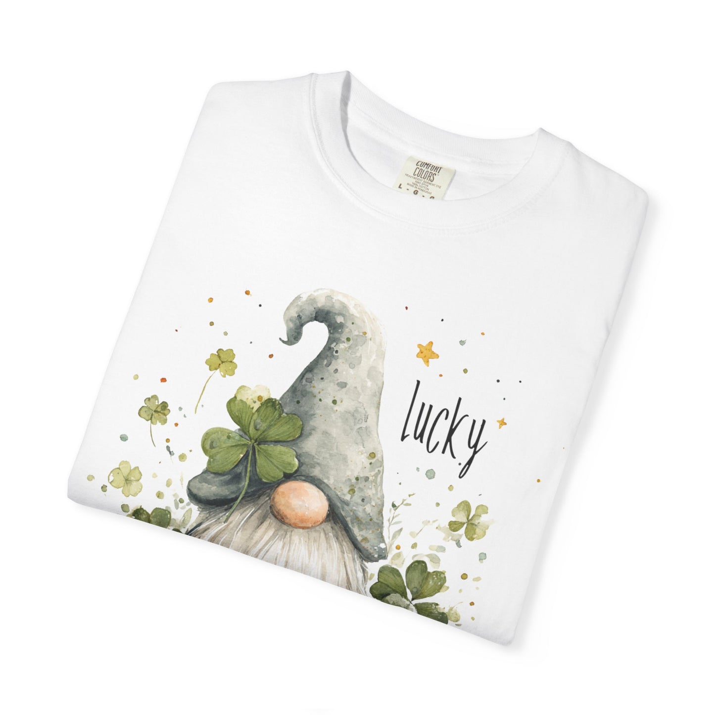 St. Patrick's Gnome T-Shirt — "Lucky" Shamrock Garden Tee