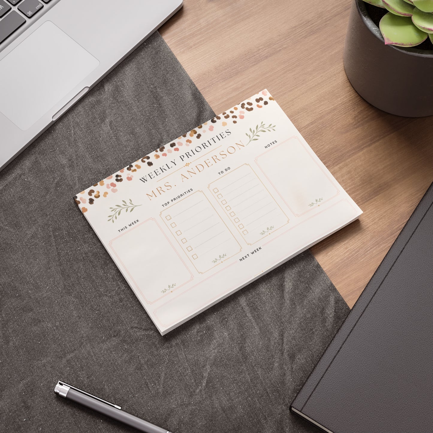 Personalized Teacher Planning Pad 8x6 Post-it, Custom Name Desk Planner Sticky Notes, To Do List, Teacher Desk Pad, Lesson Planner Gift