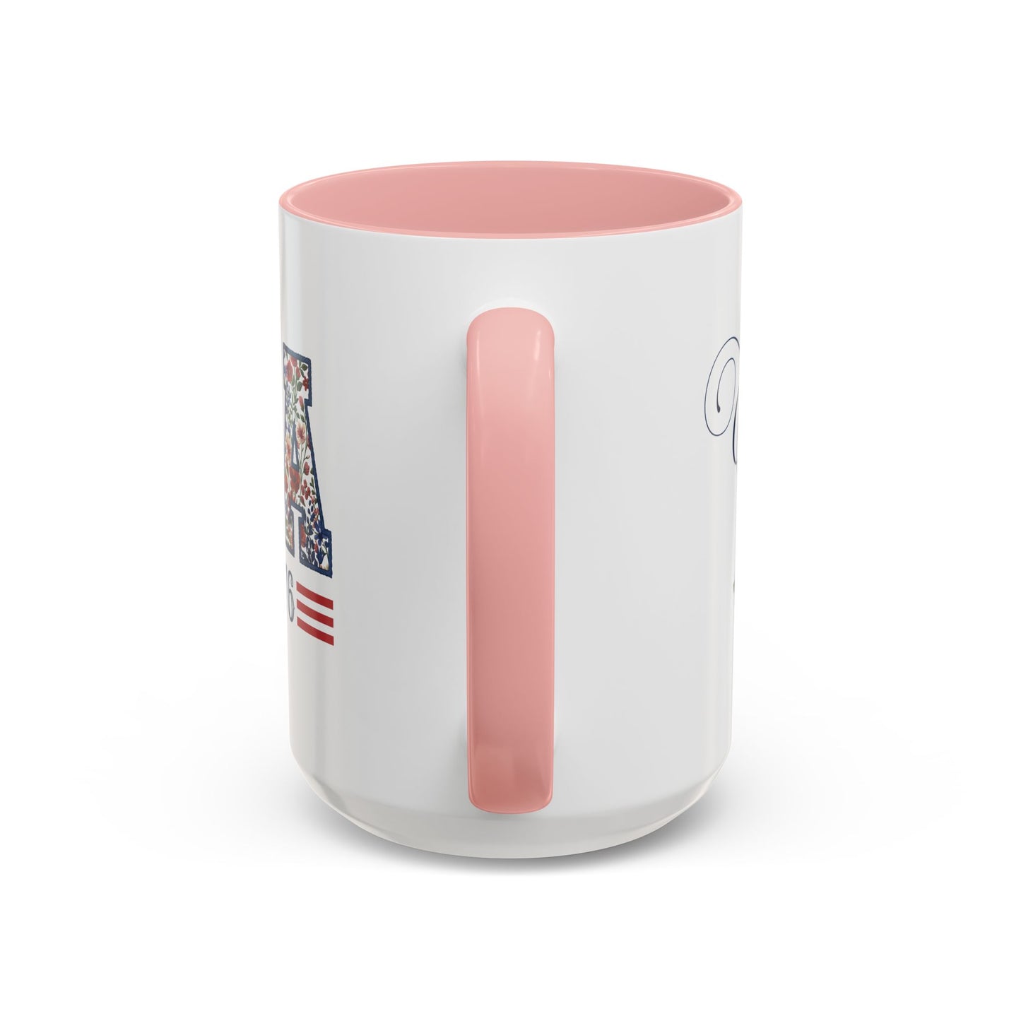Personalized Patriotic Mug, Custom Name Ceramic Coffee Cup, USA Floral Accent Mug, Fourth of July Hostess Gift, 11oz 15oz