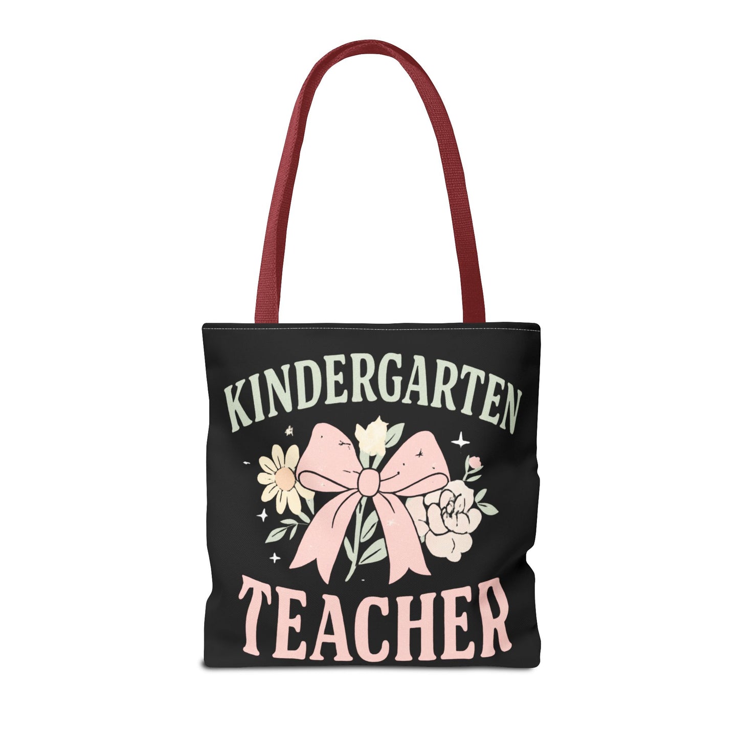 Kindergarten Teacher Floral Tote Bag – Cute Bow & Flowers Teacher Gift