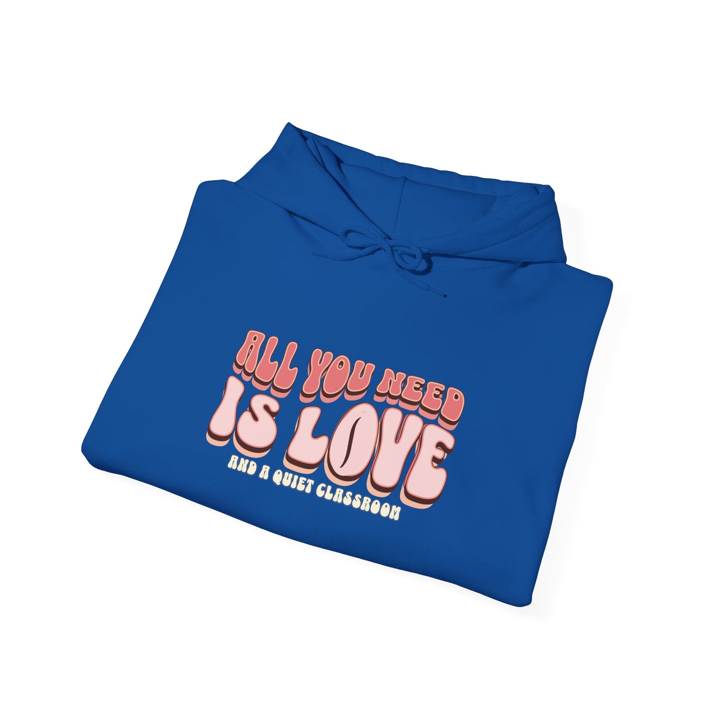 All You Need Is Love Hoodie — Retro Pink Typography Valentine's Sweatshirt