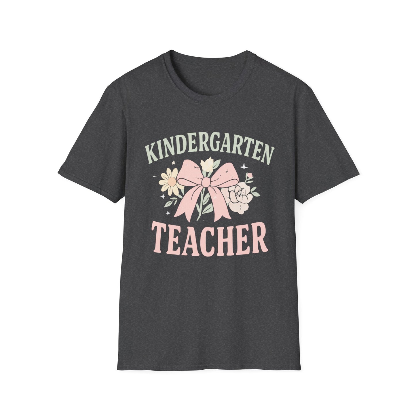 Kindergarten Teacher T-Shirt — Floral Bow Design, Cute Teacher Gift for Women