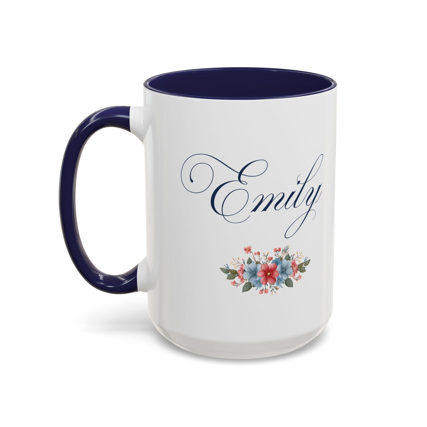 Personalized Patriotic Mug, Custom Name Ceramic Coffee Cup, USA Floral Accent Mug, Fourth of July Hostess Gift, 11oz 15oz
