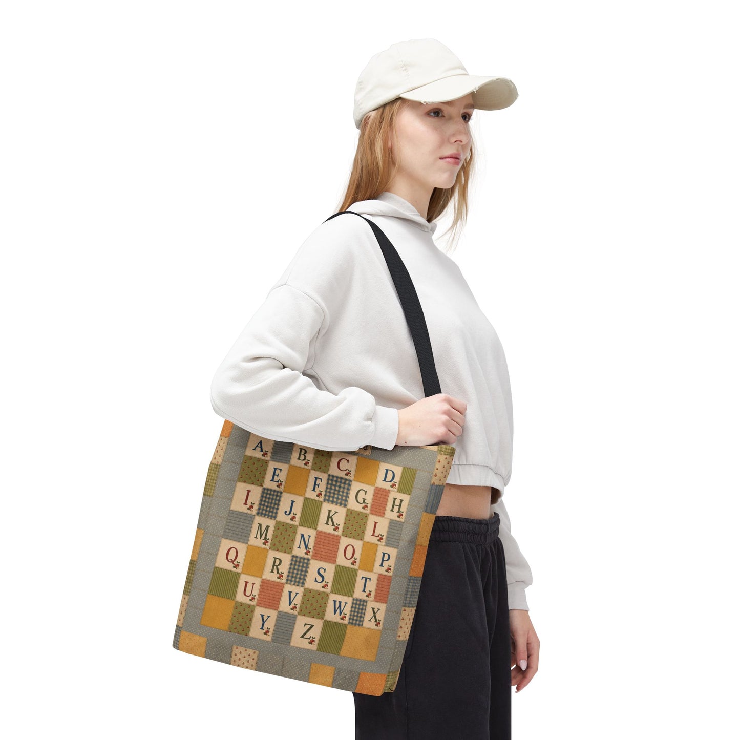 Personalized Teacher Tote Bag, Custom Name Alphabet Quilt Bag, Vintage ABC School Bag, Teacher Gift, Back to School Tote