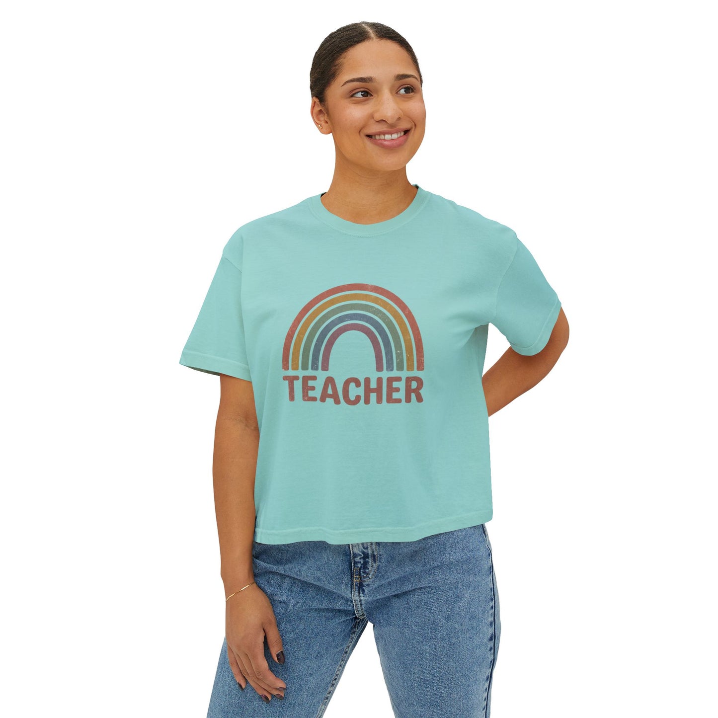 Teacher Rainbow Boxy Tee