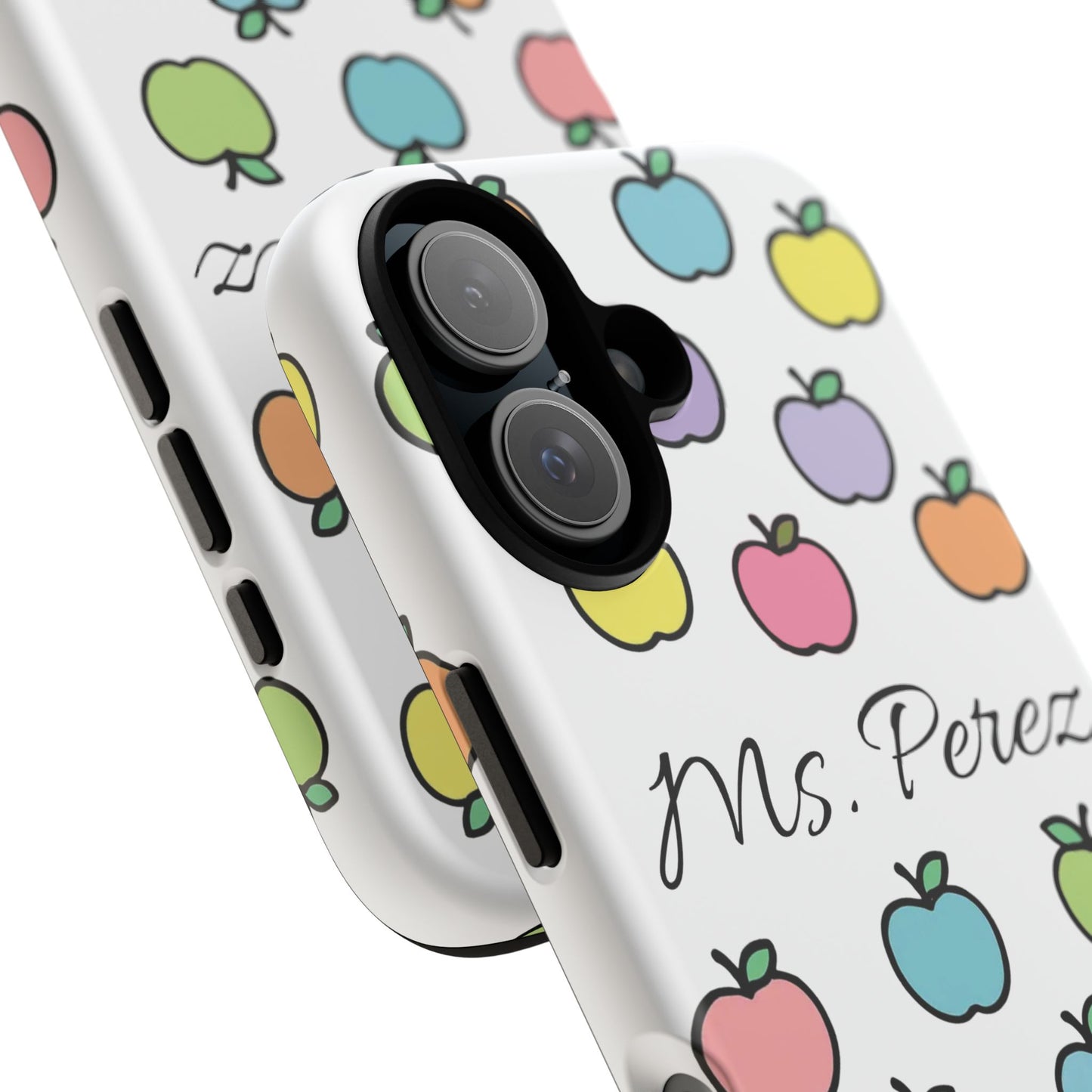 Personalized Teacher Apple Phone Case | Custom Name Teacher iPhone Case | Cute Apple Pattern Phone Case | Teacher Gift