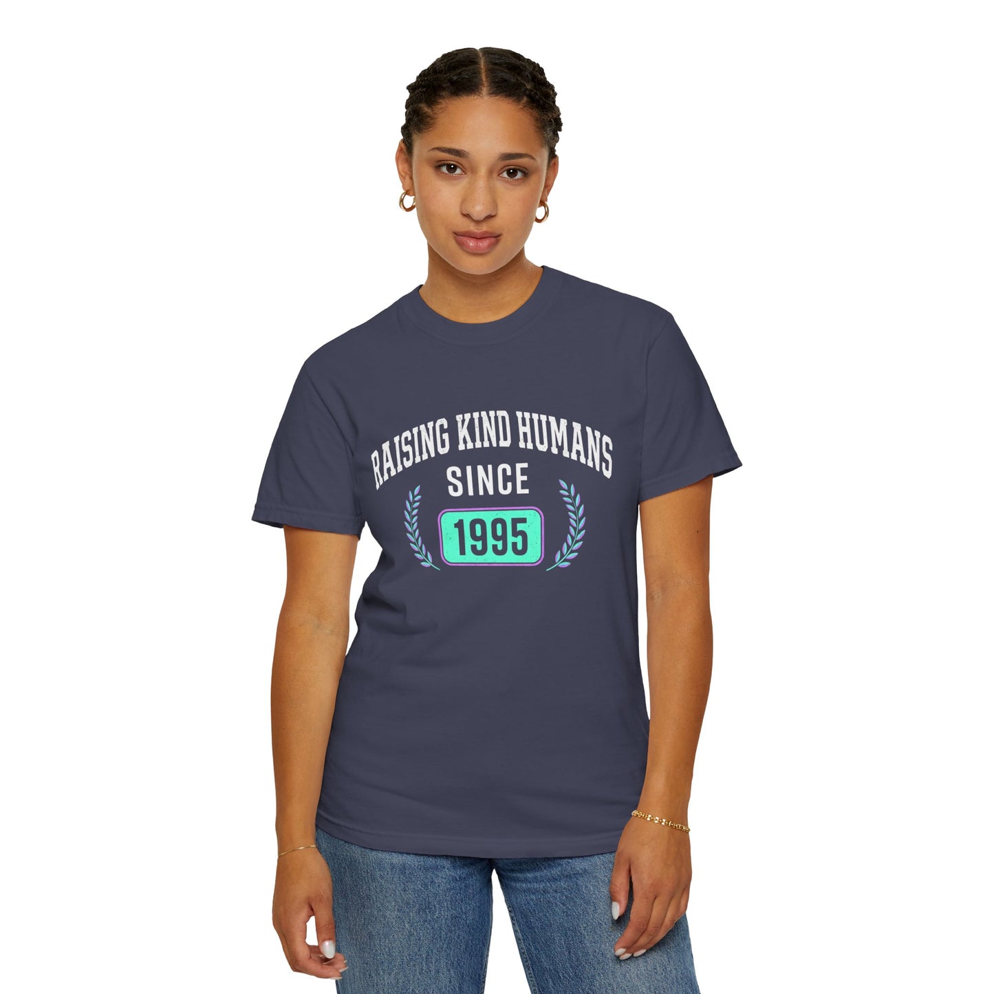 Raising Kind Humans T-Shirt — Personalized Birth Year