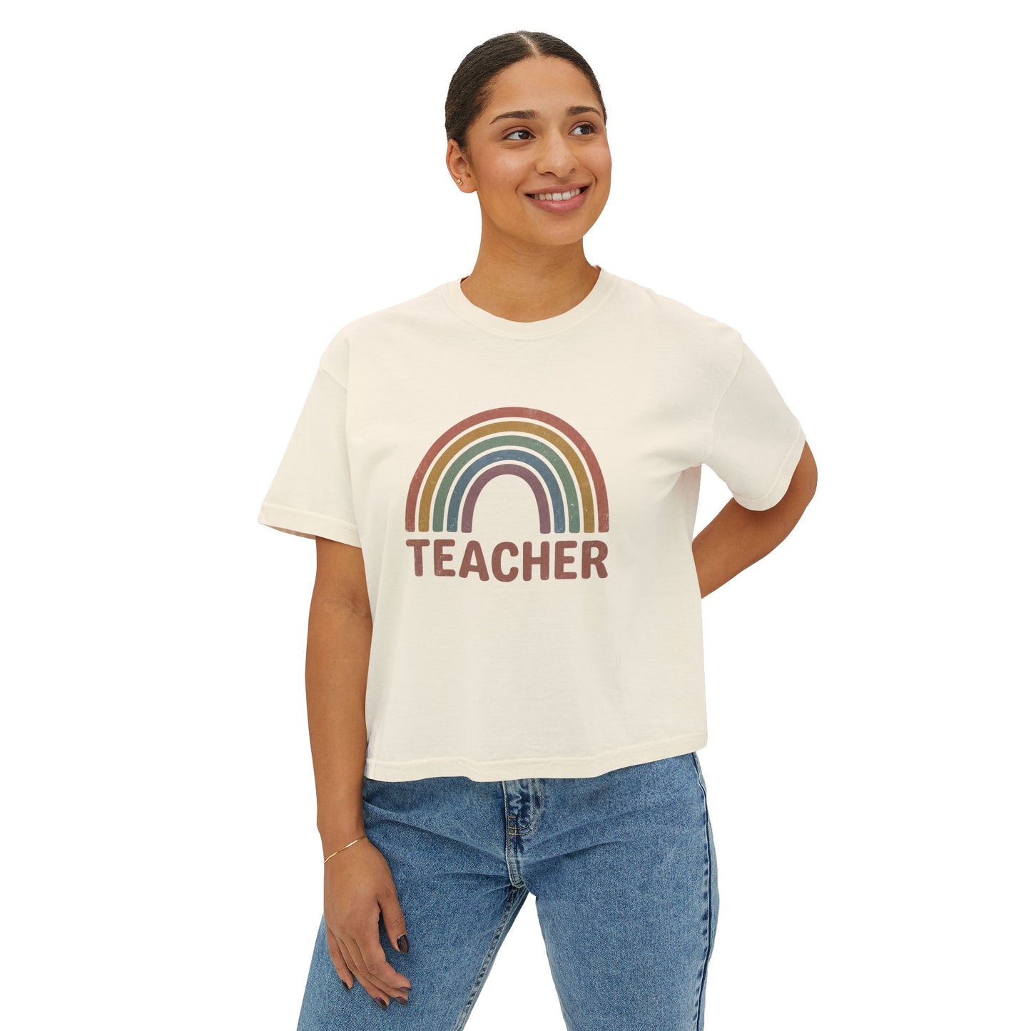 Teacher Rainbow Boxy Tee