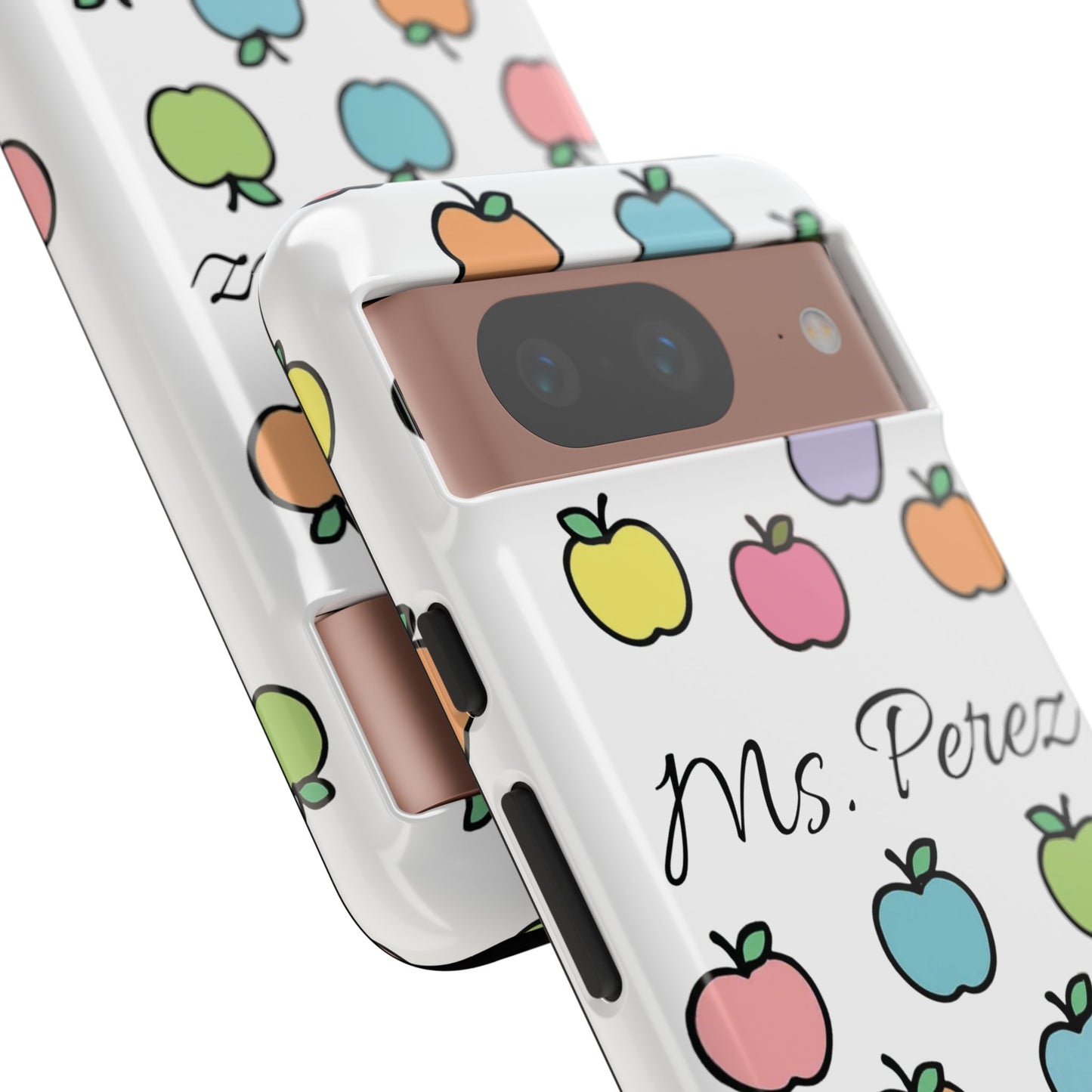 Personalized Teacher Apple Phone Case | Custom Name Teacher iPhone Case | Cute Apple Pattern Phone Case | Teacher Gift