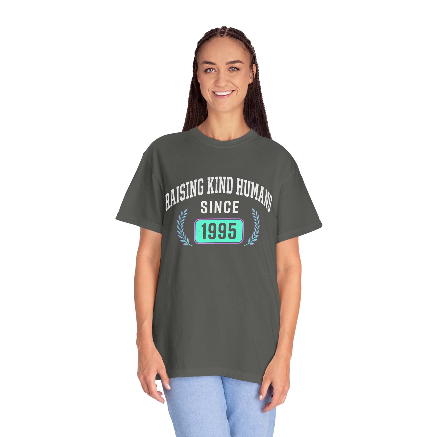 Raising Kind Humans T-Shirt — Personalized Birth Year