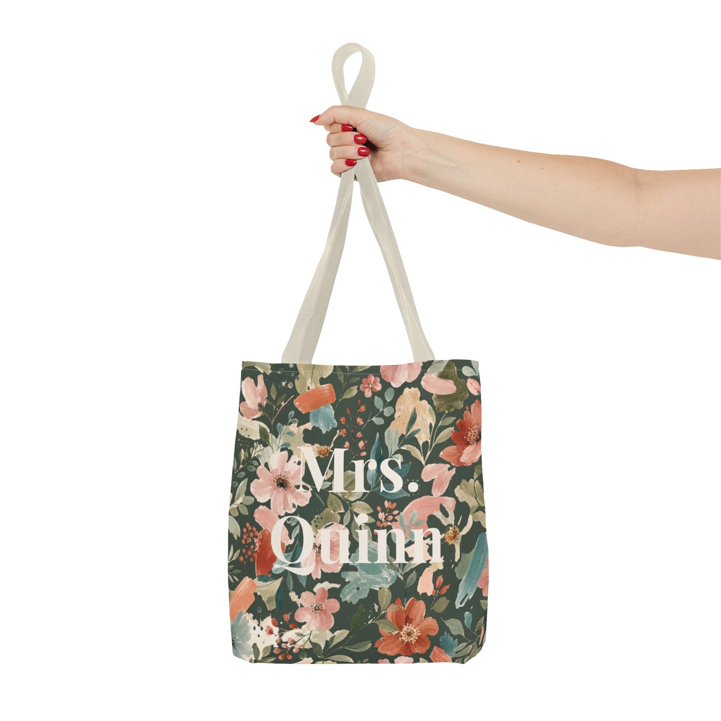 Personalized Floral Teacher Tote Bag: Custom Name Daily School Carryal