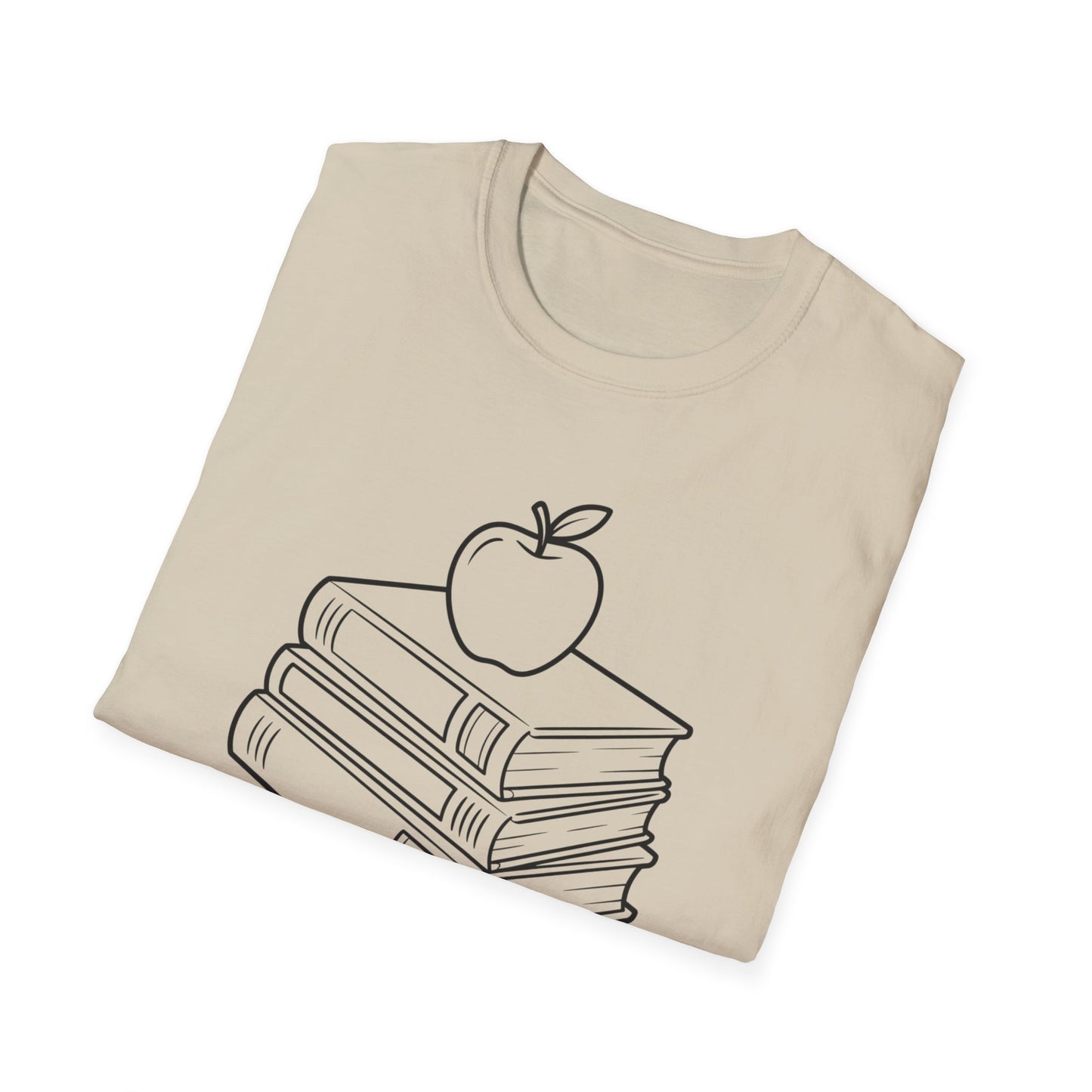 Teacher Apple Stack T‑Shirt — Minimalist Books & Apple Tee for Educators