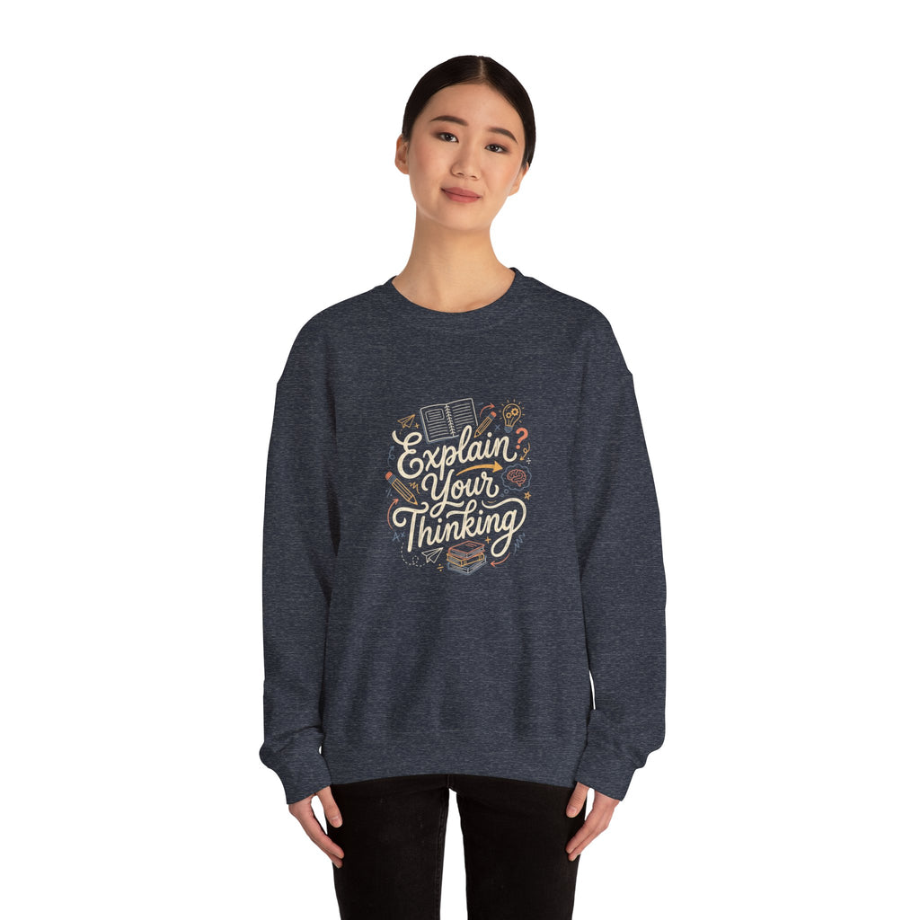 Explain Your Thinking Sweatshirt — Teacher & Tutor Coffee Cozy Crewneck