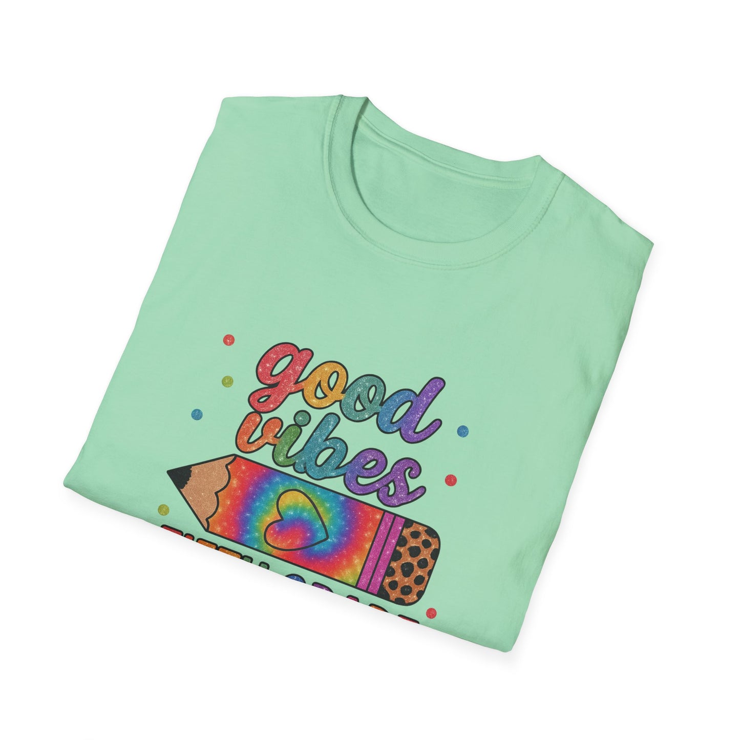 Good Vibes Fifth Grade T-Shirt — Colorful Pencil Teacher/Student Tee