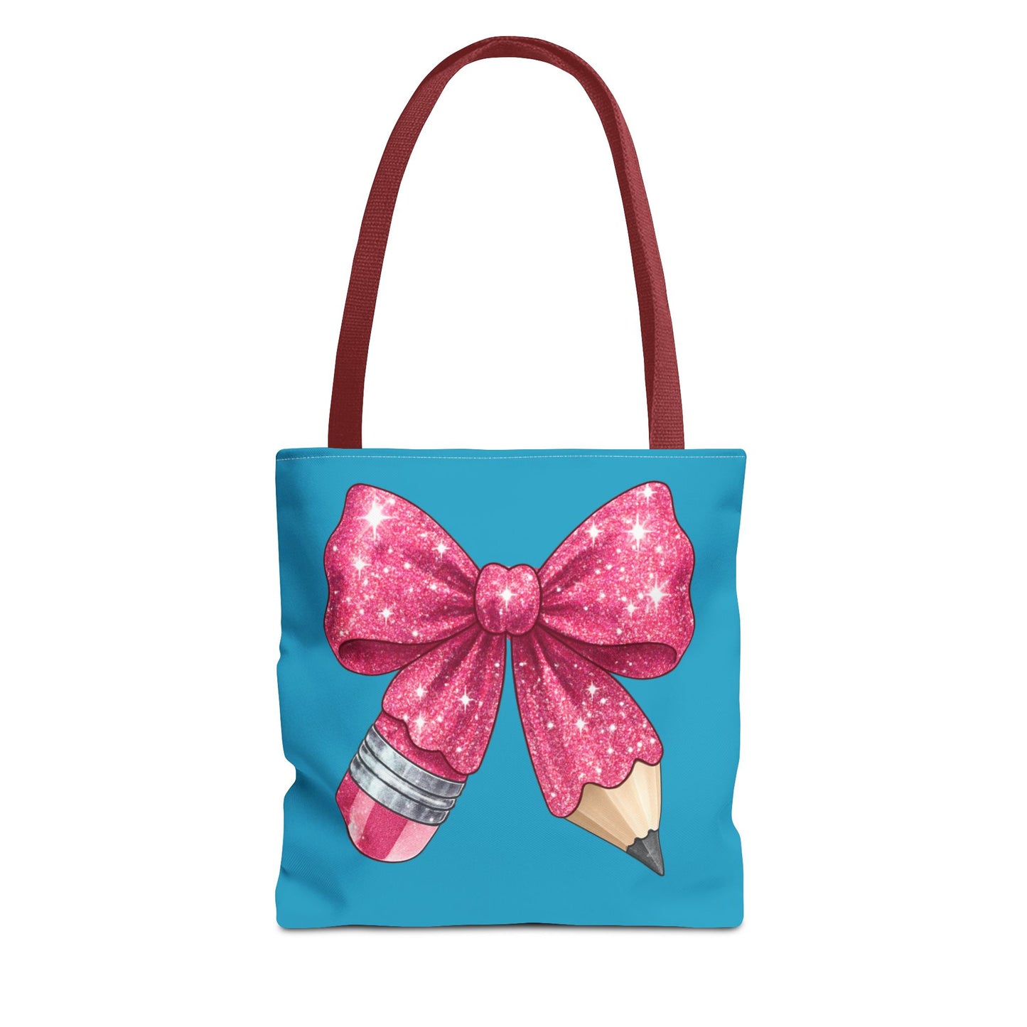 Pink Glitter Pencil & Eraser Tote Bag — Cute Teacher Gift