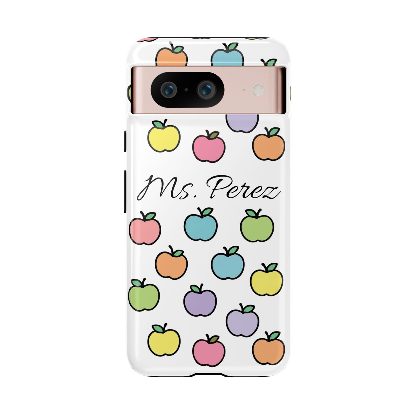 Personalized Teacher Apple Phone Case | Custom Name Teacher iPhone Case | Cute Apple Pattern Phone Case | Teacher Gift