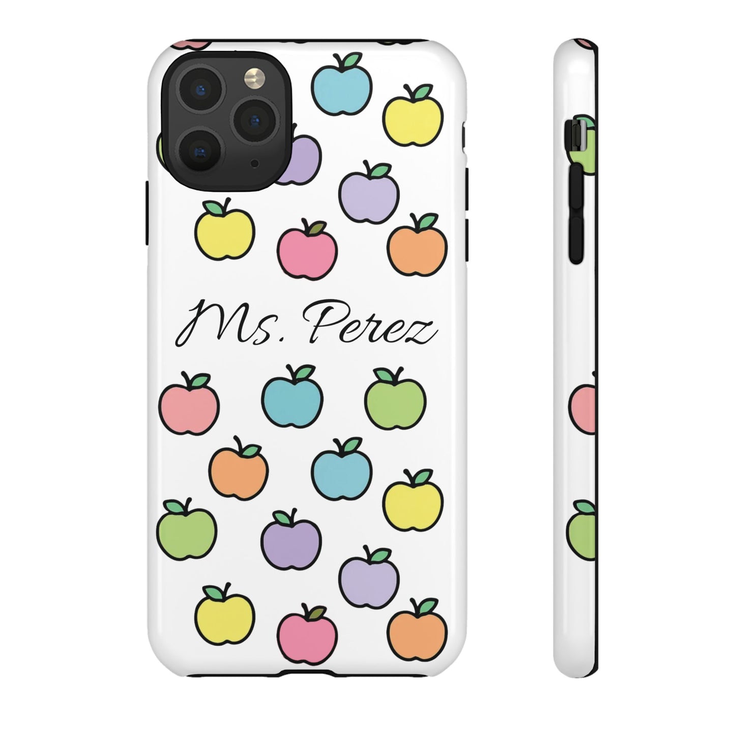 Personalized Teacher Apple Phone Case | Custom Name Teacher iPhone Case | Cute Apple Pattern Phone Case | Teacher Gift