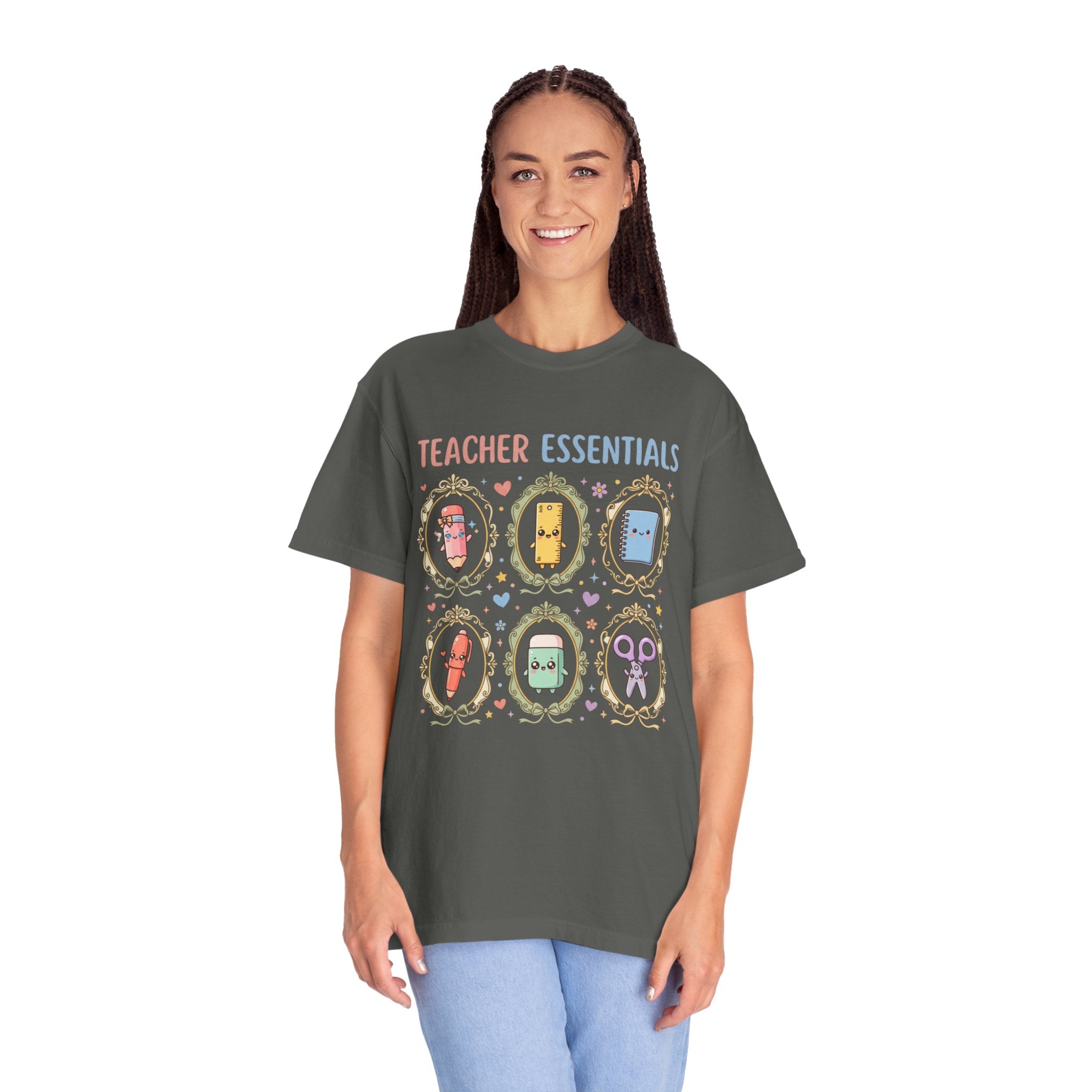 Teacher Essentials T-Shirt — Cute Classroom Supplies Graphic Tee