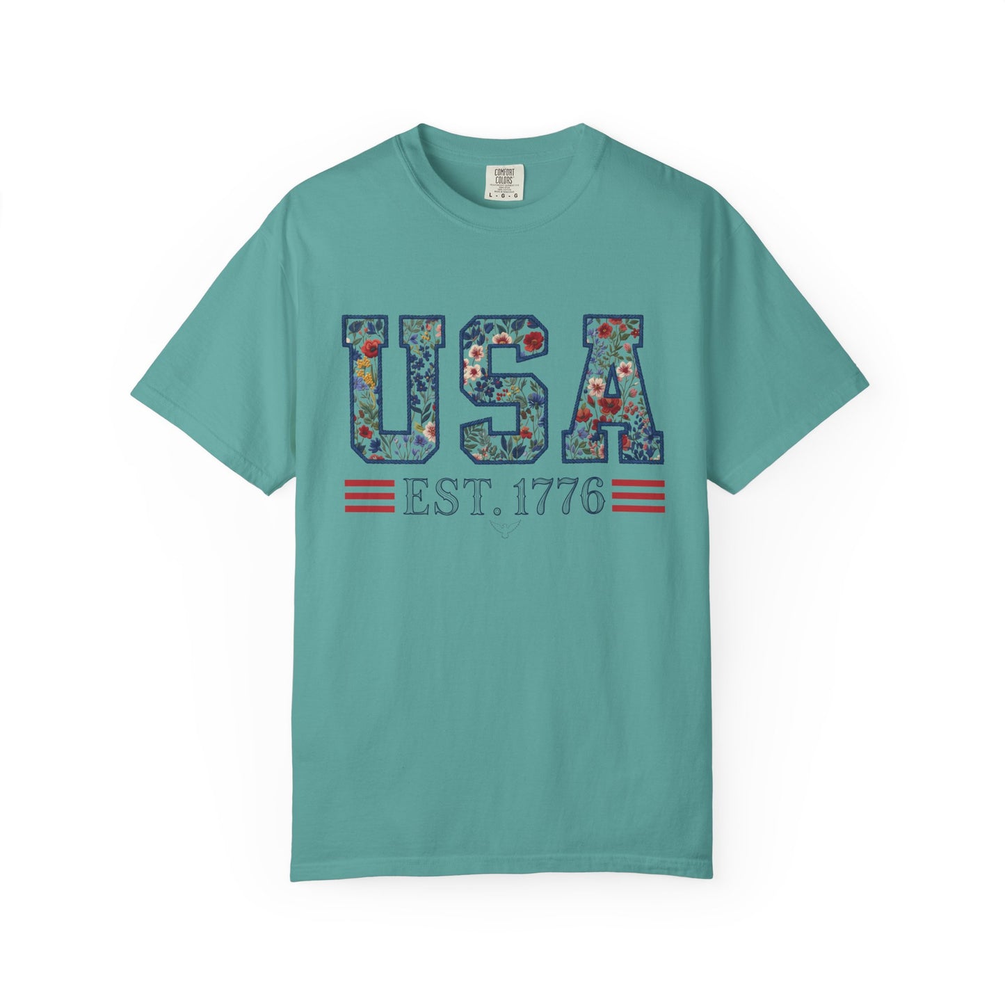 Floral USA Comfort Colors Teacher Shirt: Patriotic History Teacher Tee