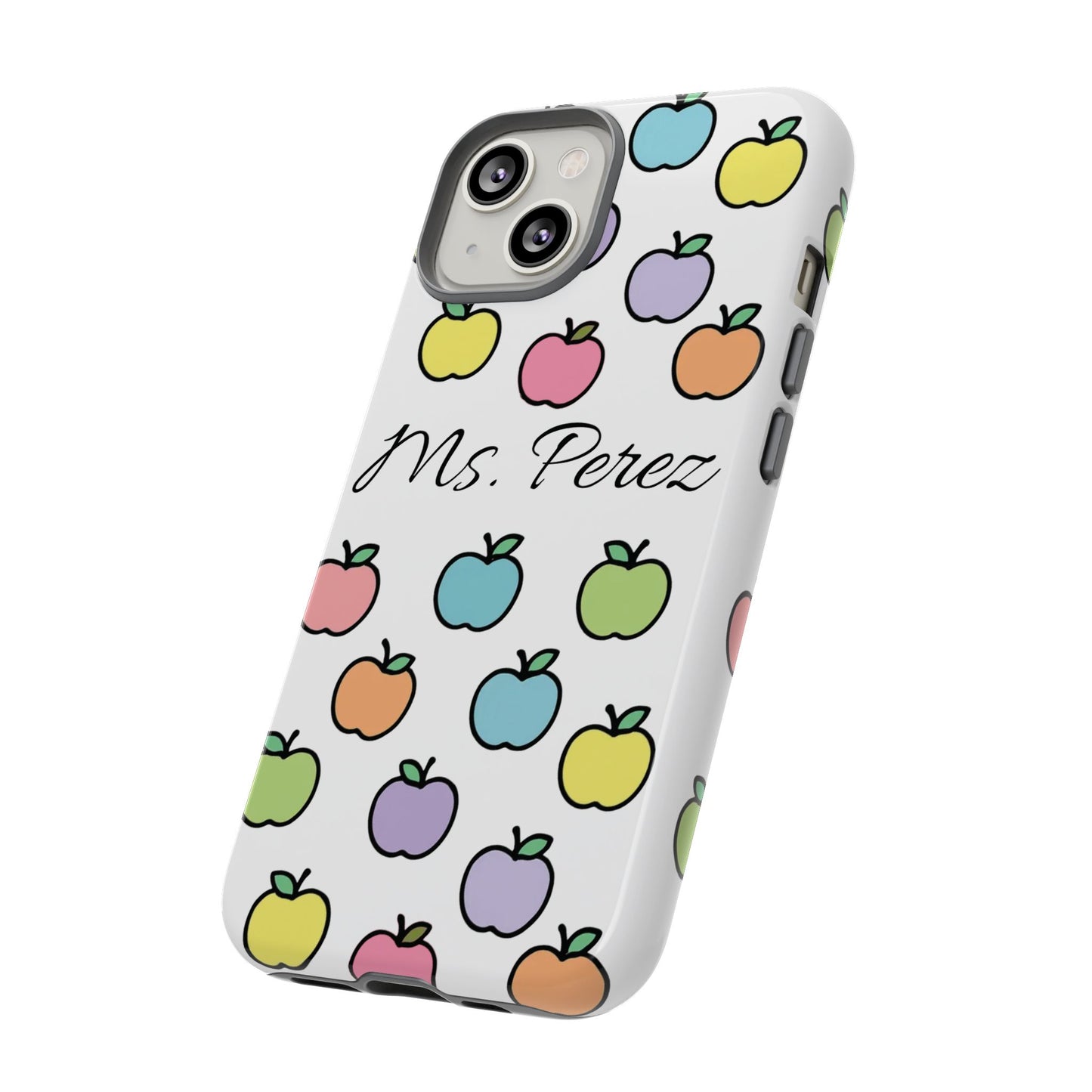 Personalized Teacher Apple Phone Case | Custom Name Teacher iPhone Case | Cute Apple Pattern Phone Case | Teacher Gift