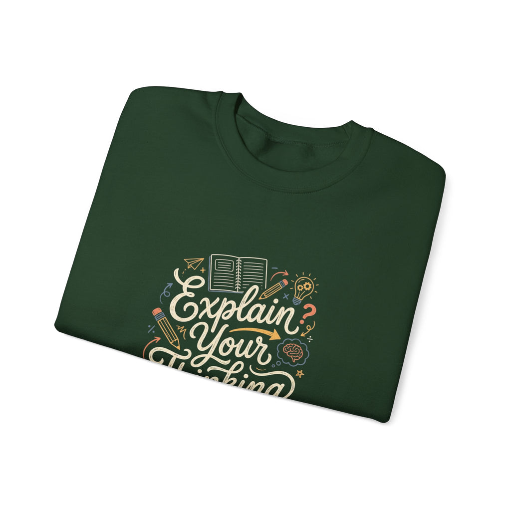 Explain Your Thinking Sweatshirt — Teacher & Tutor Coffee Cozy Crewneck
