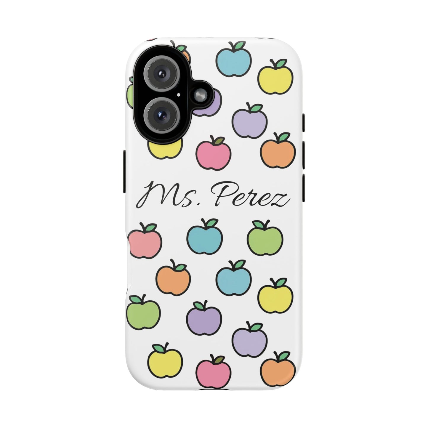 Personalized Teacher Apple Phone Case | Custom Name Teacher iPhone Case | Cute Apple Pattern Phone Case | Teacher Gift