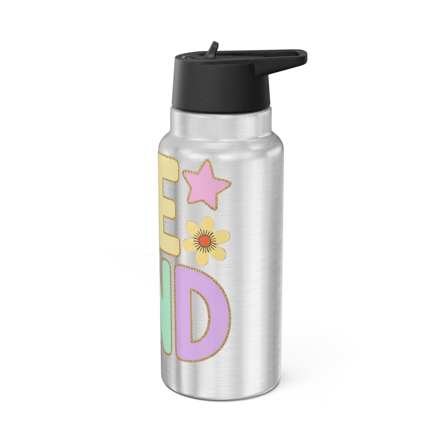 32oz Stainless Tumbler — "Be Kind" Pastel Floral Water Bottle