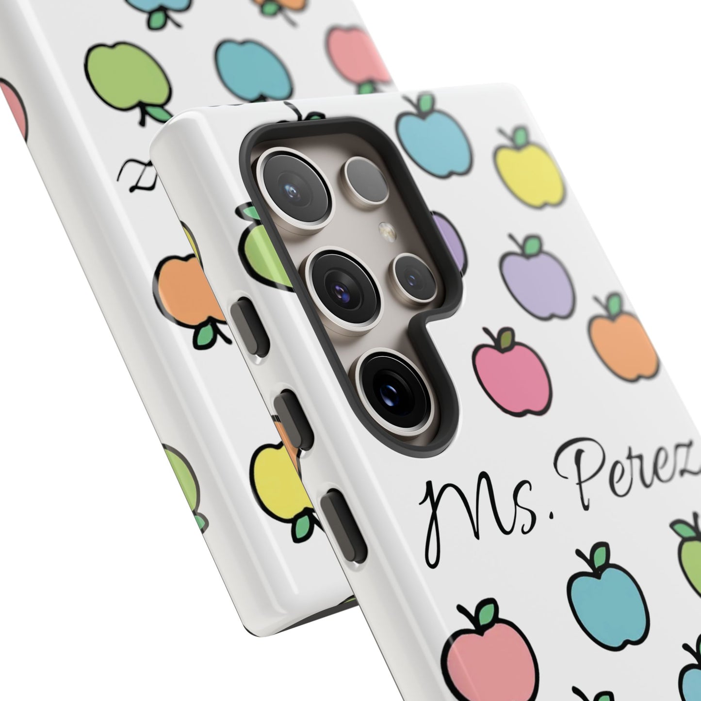 Personalized Teacher Apple Phone Case | Custom Name Teacher iPhone Case | Cute Apple Pattern Phone Case | Teacher Gift