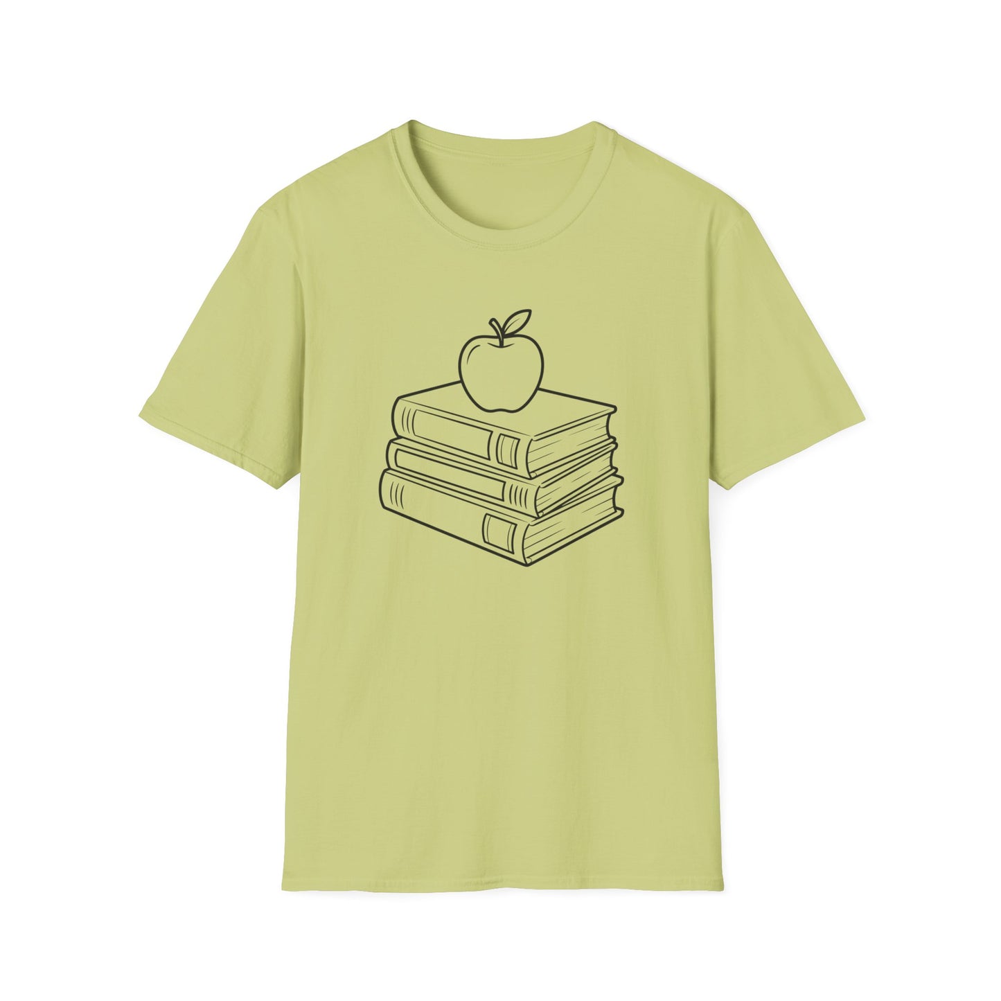 Teacher Apple Stack T‑Shirt — Minimalist Books & Apple Tee for Educators