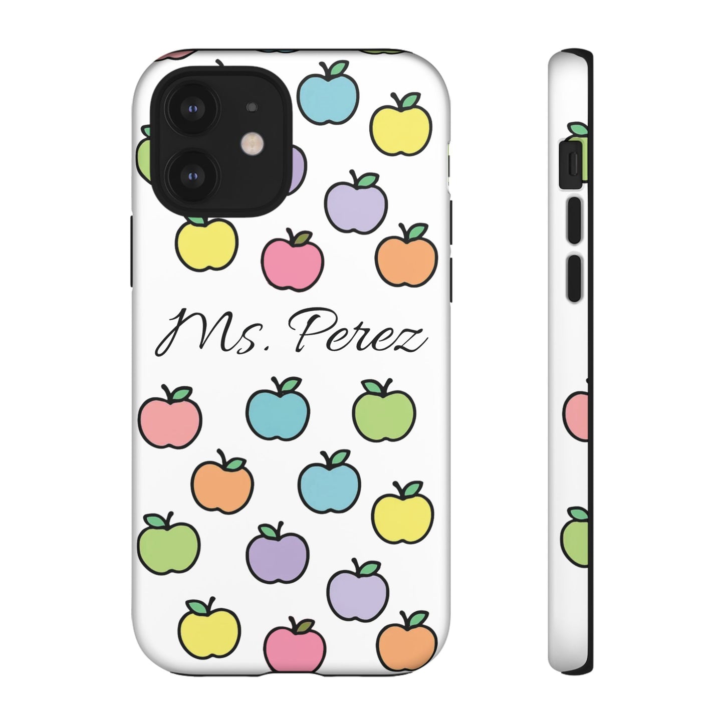 Personalized Teacher Apple Phone Case | Custom Name Teacher iPhone Case | Cute Apple Pattern Phone Case | Teacher Gift