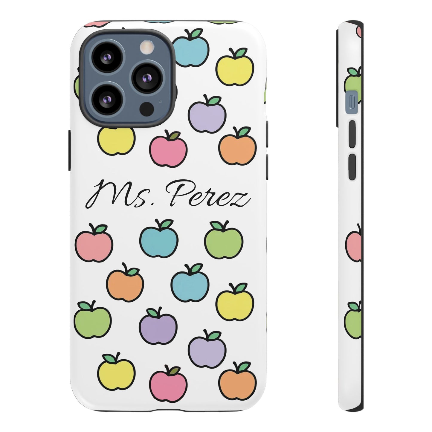 Personalized Teacher Apple Phone Case | Custom Name Teacher iPhone Case | Cute Apple Pattern Phone Case | Teacher Gift