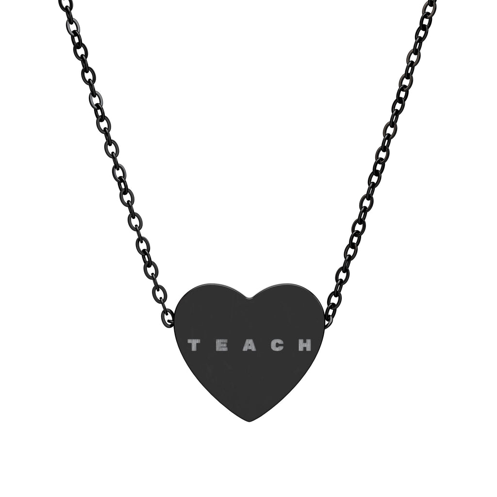 Engraved Heart Necklace — "TEACH" Teacher Appreciation Pendant