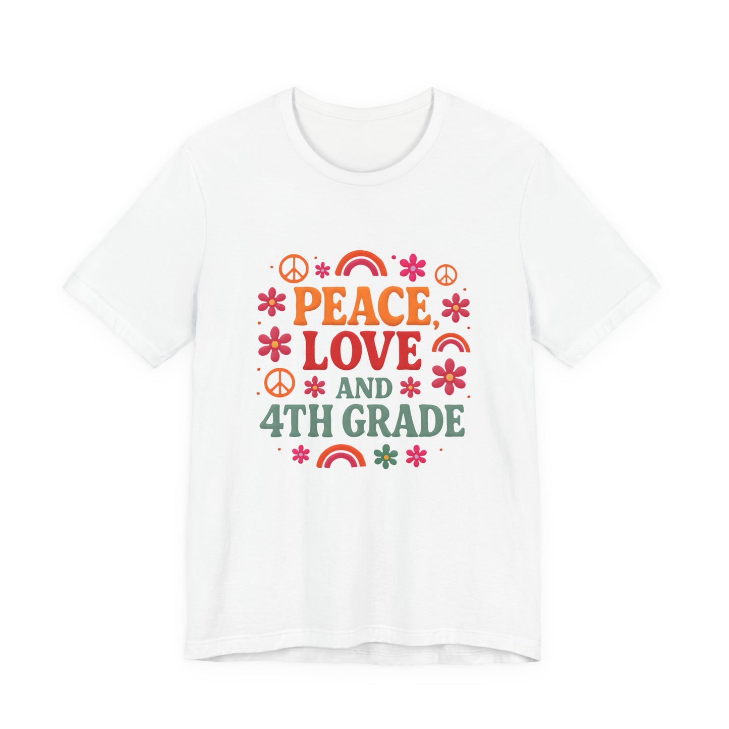 Peace, Love and 4th Grade T-Shirt — Retro Teacher Appreciation Tee