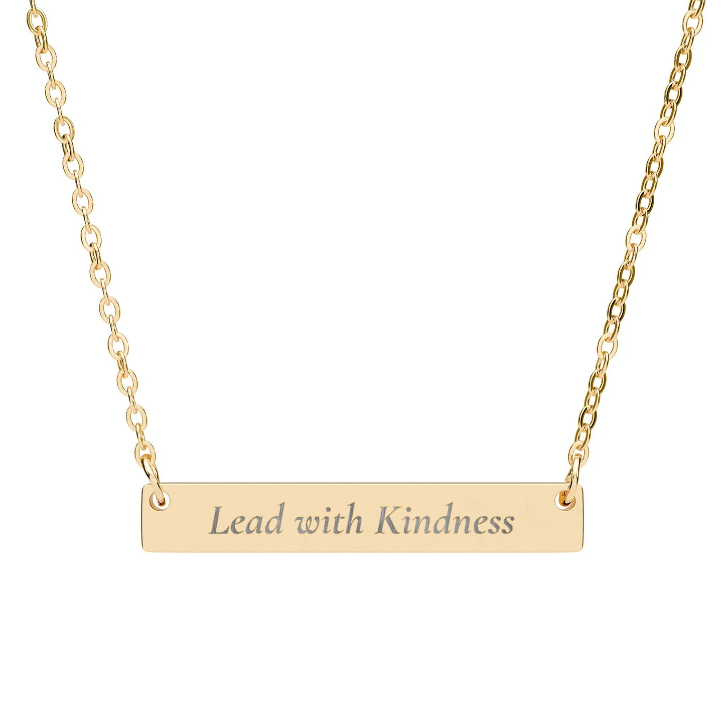 Lead With Kindness Teacher Necklace: Stainless Steel Engraved Bar Jewelry