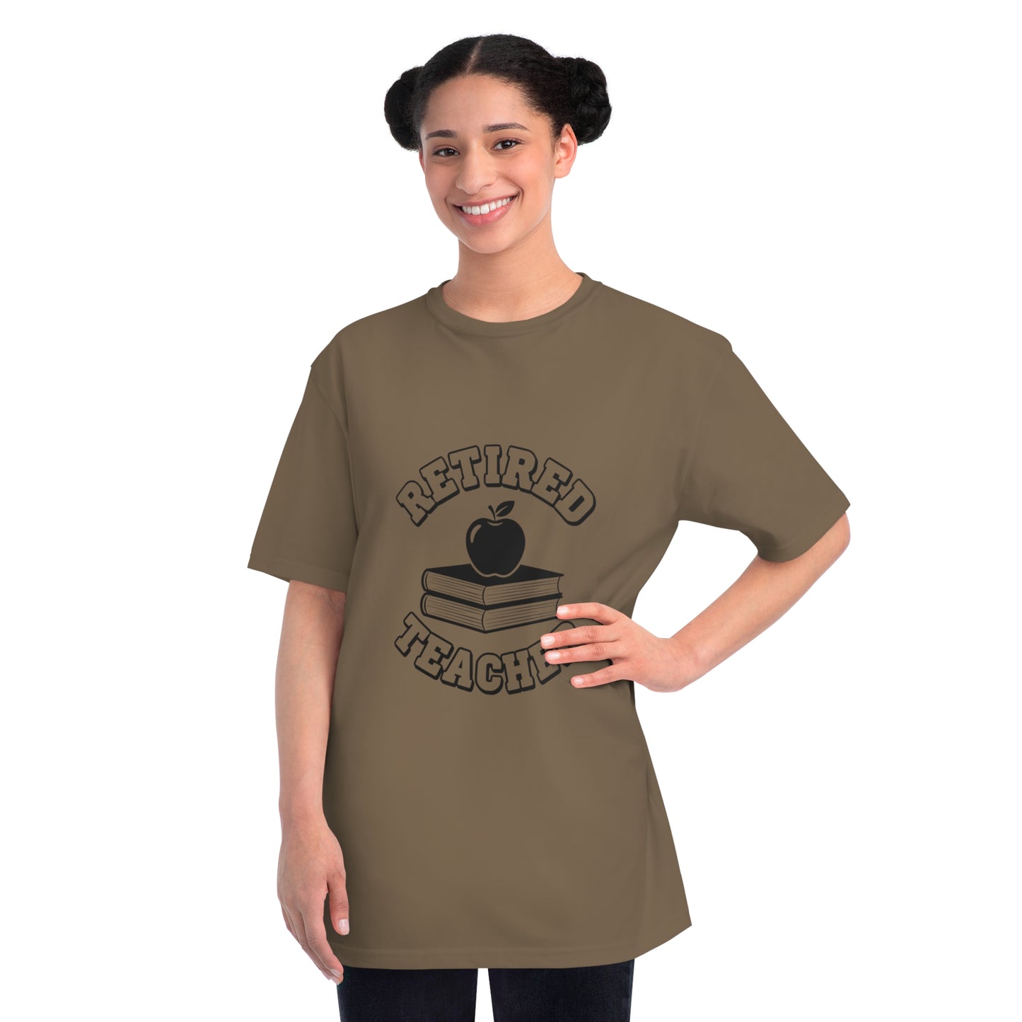 Organic "Retired Teacher" T-Shirt — Vintage Apple & Books Retirement Gift Tee