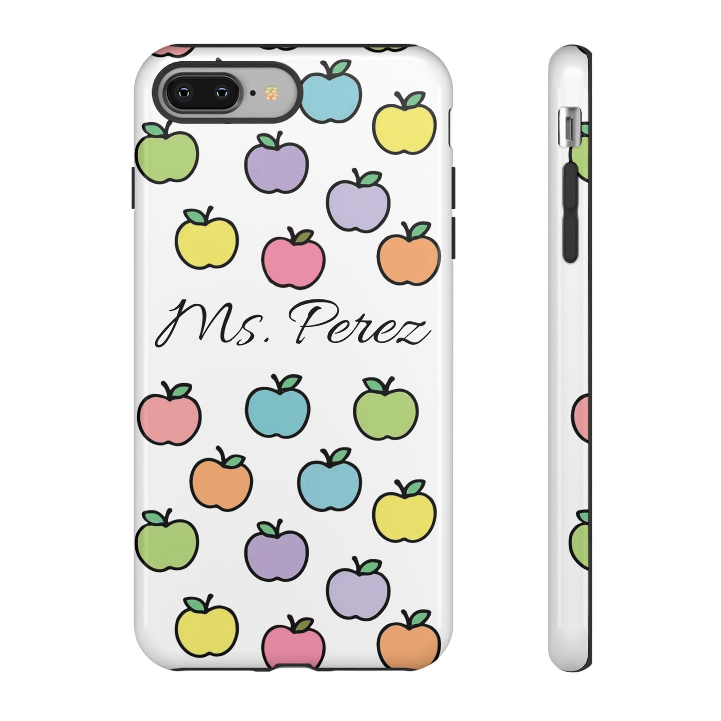 Personalized Teacher Apple Phone Case | Custom Name Teacher iPhone Case | Cute Apple Pattern Phone Case | Teacher Gift