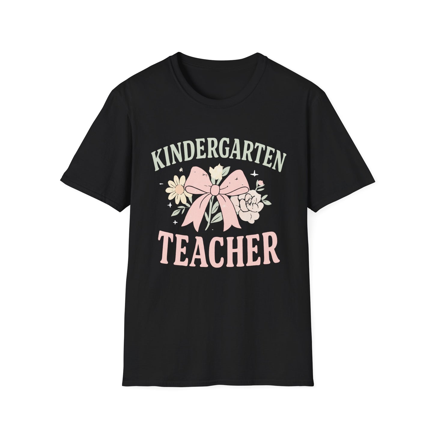 Kindergarten Teacher T-Shirt — Floral Bow Design, Cute Teacher Gift for Women