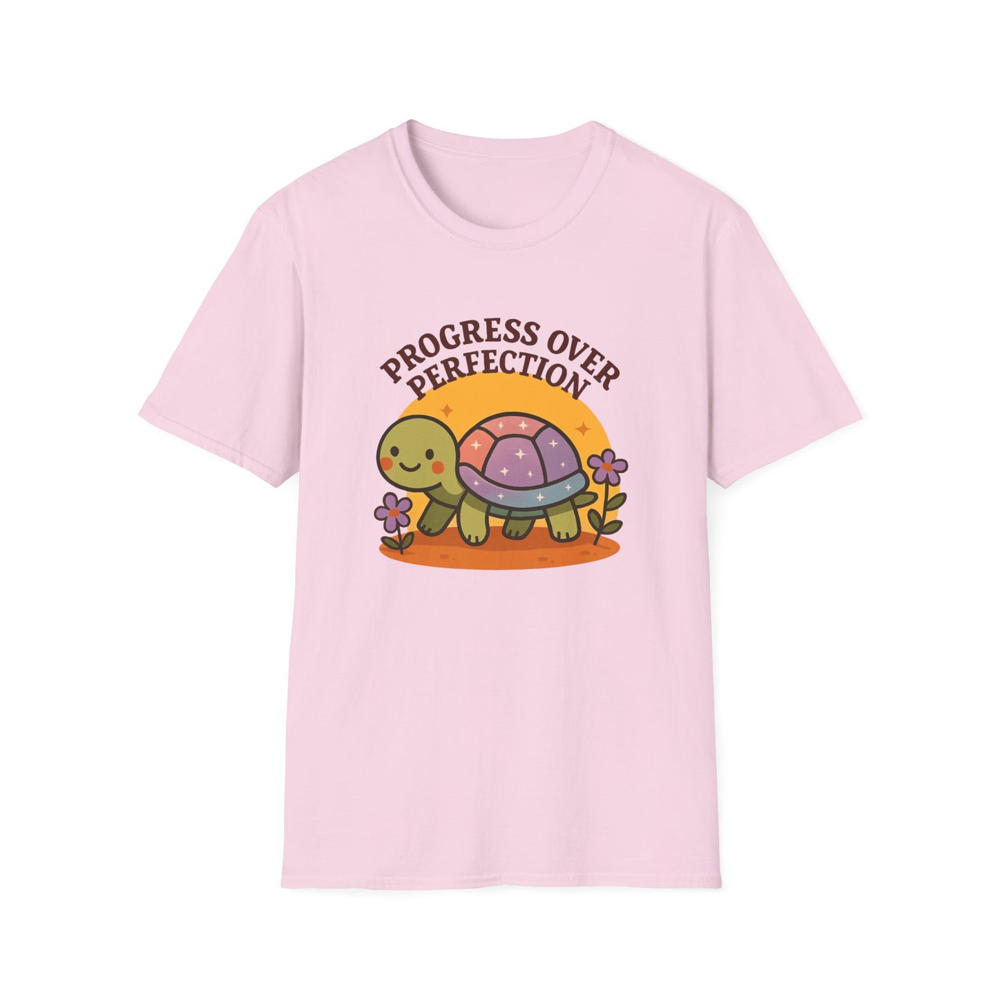 Progress Over Perfection Shirt – Cute Turtle Graphic Tee, Comfort Colors Inspired, Growth Mindset T-Shirt for Teachers, Students & Everyday Wear