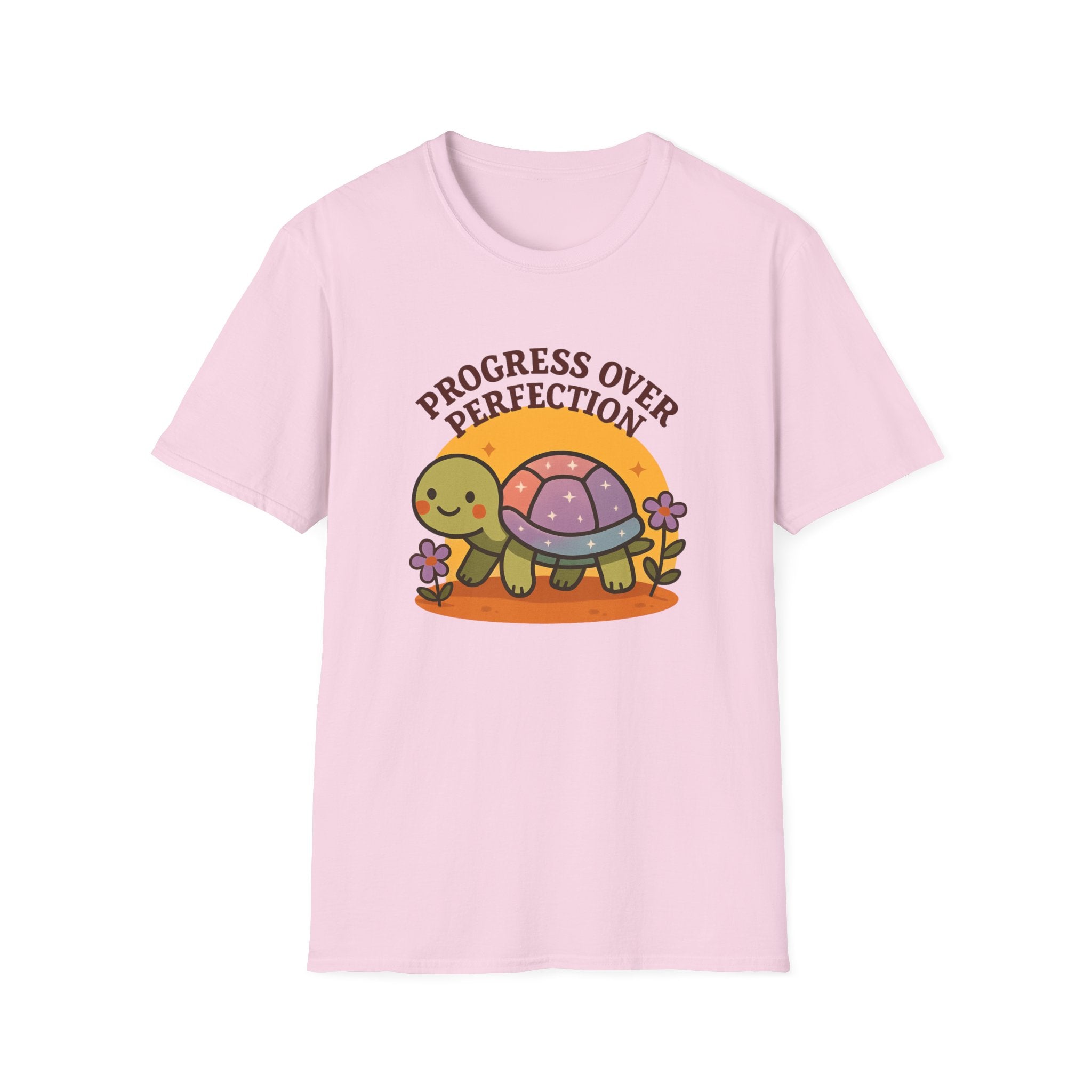 Progress Over Perfection Shirt – Cute Turtle Graphic Tee, Comfort Colors Inspired, Growth Mindset T-Shirt for Teachers, Students & Everyday Wear