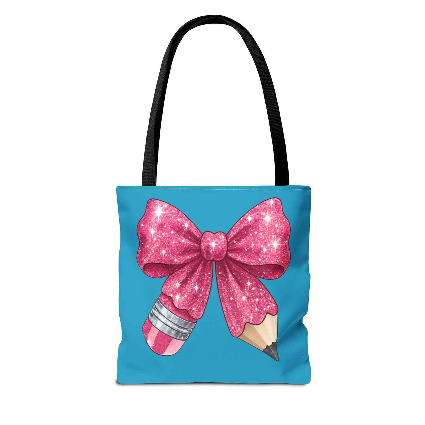 Pink Glitter Pencil & Eraser Tote Bag — Cute Teacher Gift