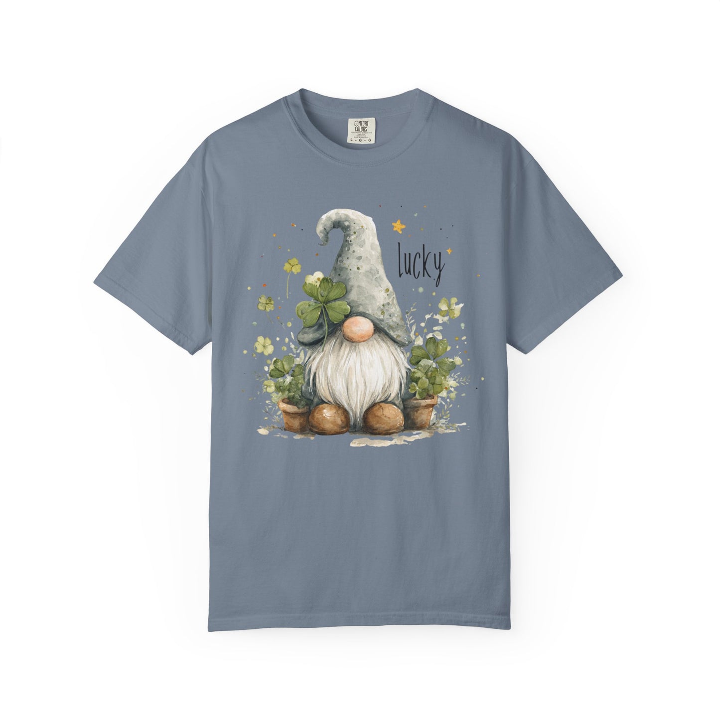 St. Patrick's Gnome T-Shirt — "Lucky" Shamrock Garden Tee