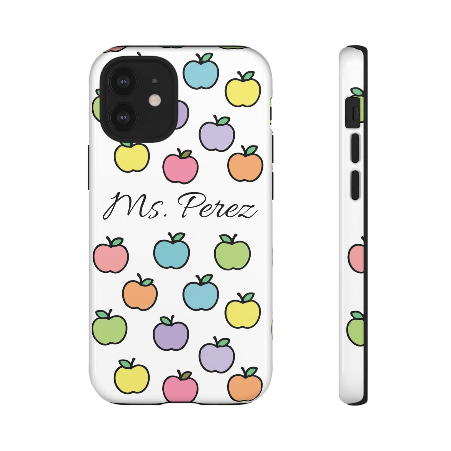 Personalized Teacher Apple Phone Case | Custom Name Teacher iPhone Case | Cute Apple Pattern Phone Case | Teacher Gift