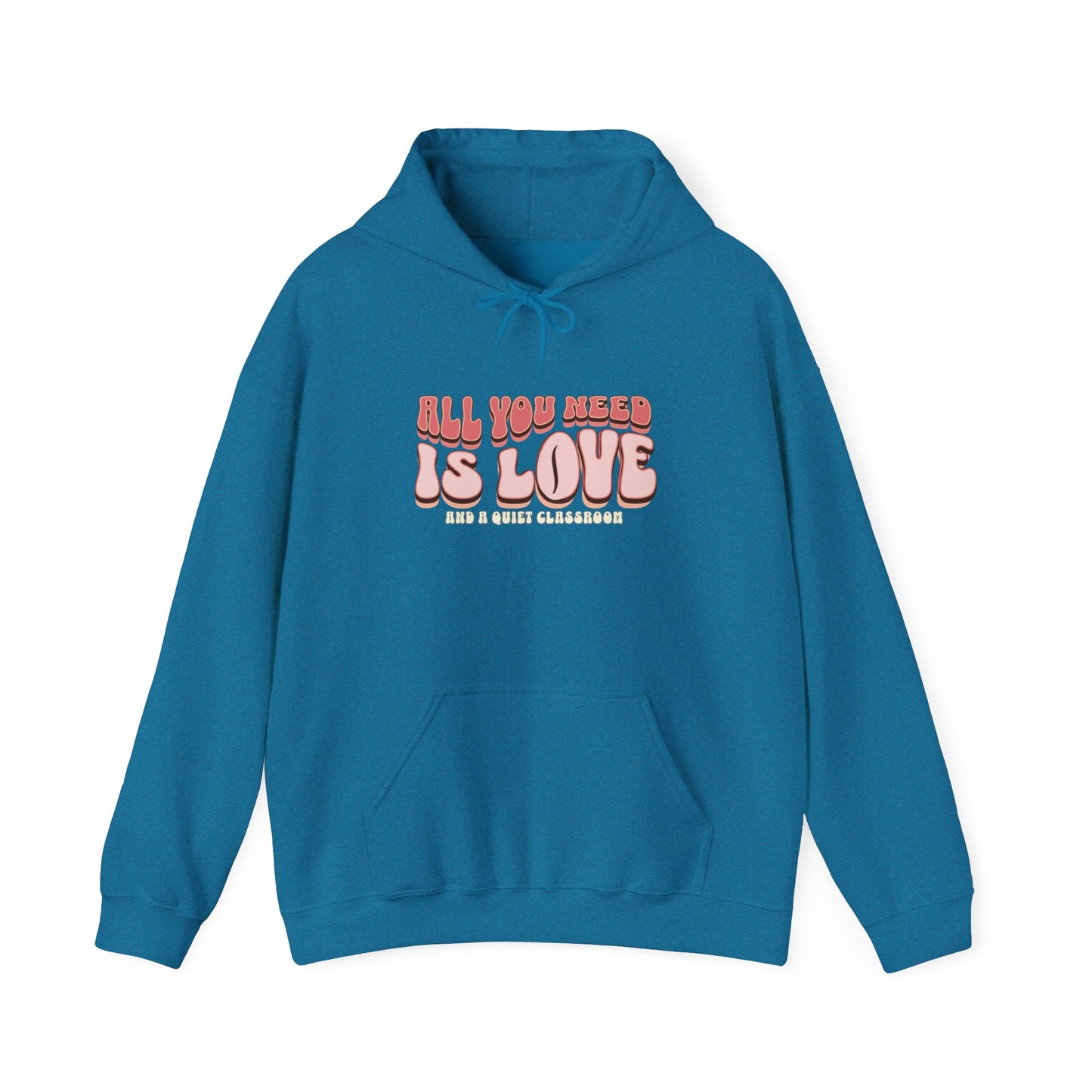 All You Need Is Love Hoodie — Retro Pink Typography Valentine's Sweatshirt