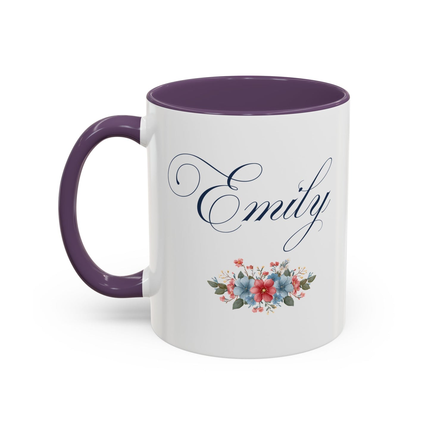 Personalized Patriotic Mug, Custom Name Ceramic Coffee Cup, USA Floral Accent Mug, Fourth of July Hostess Gift, 11oz 15oz