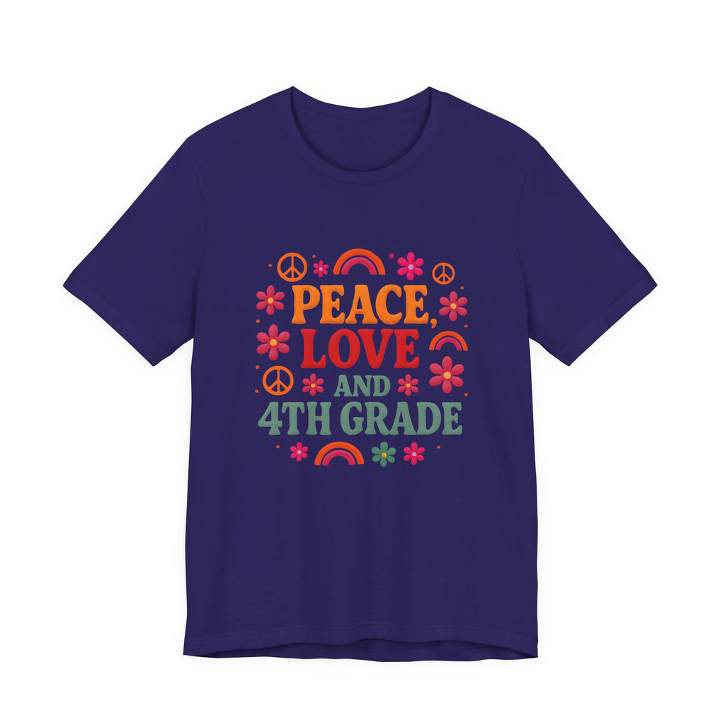 Peace, Love and 4th Grade T-Shirt — Retro Teacher Appreciation Tee