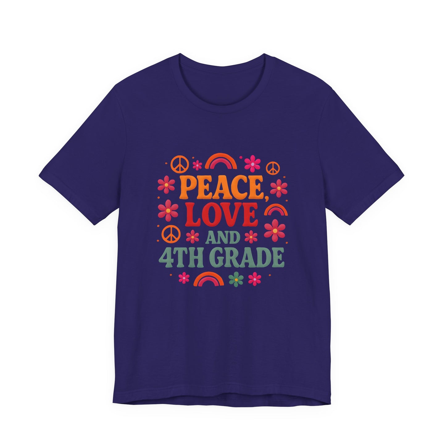 Peace, Love and 4th Grade T-Shirt — Retro Teacher Appreciation Tee