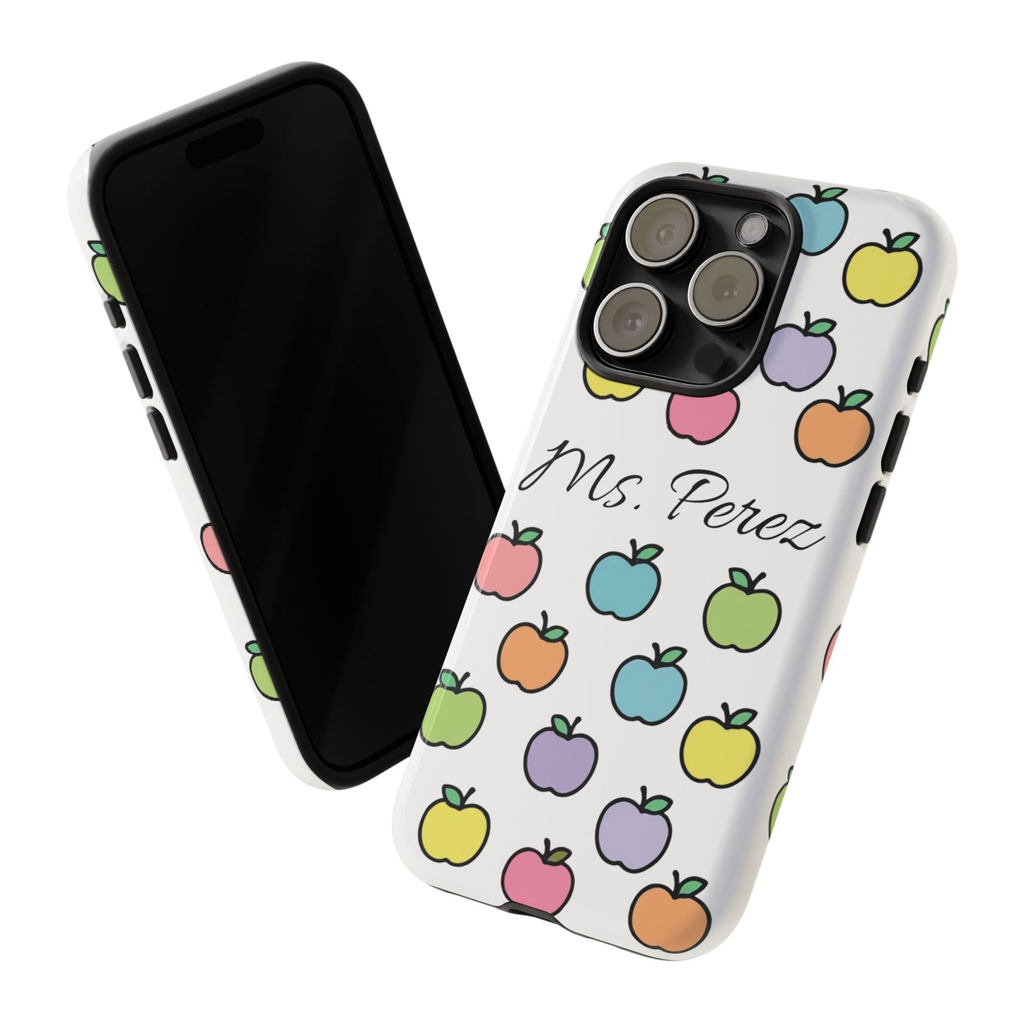 Personalized Teacher Apple Phone Case | Custom Name Teacher iPhone Case | Cute Apple Pattern Phone Case | Teacher Gift